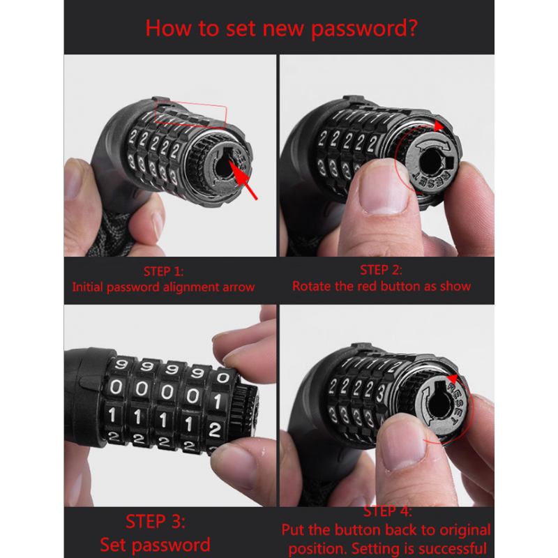 Password chain lock mountain bike lock bicycle lock 5 digits password